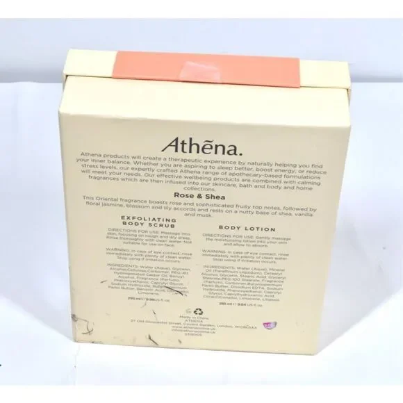 Athena Rose & Shea Bathing Duo Collection ~ Exfoliating Body Scrub & Lotion NIB - Picture 2 of 3